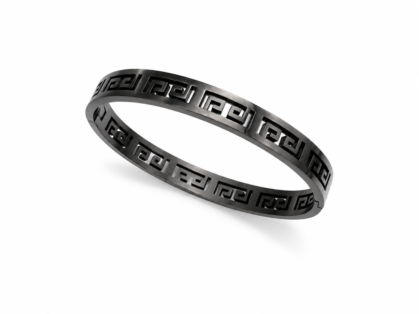 Greek Pattern Black Bangle