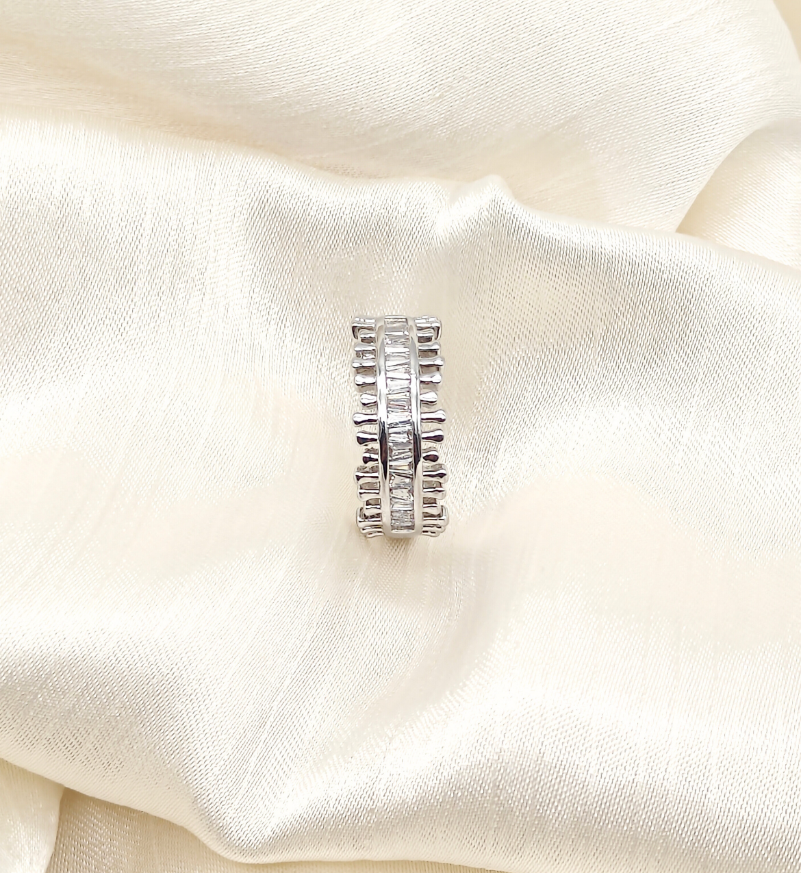 Silver Textured Band Ring