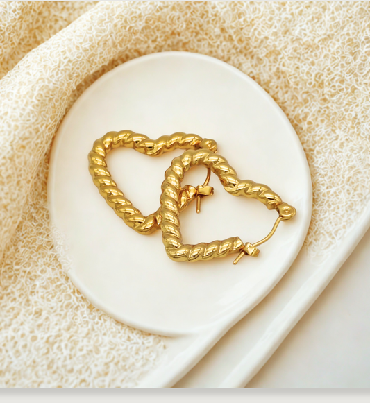 Twisted Heart Hoop Earrings