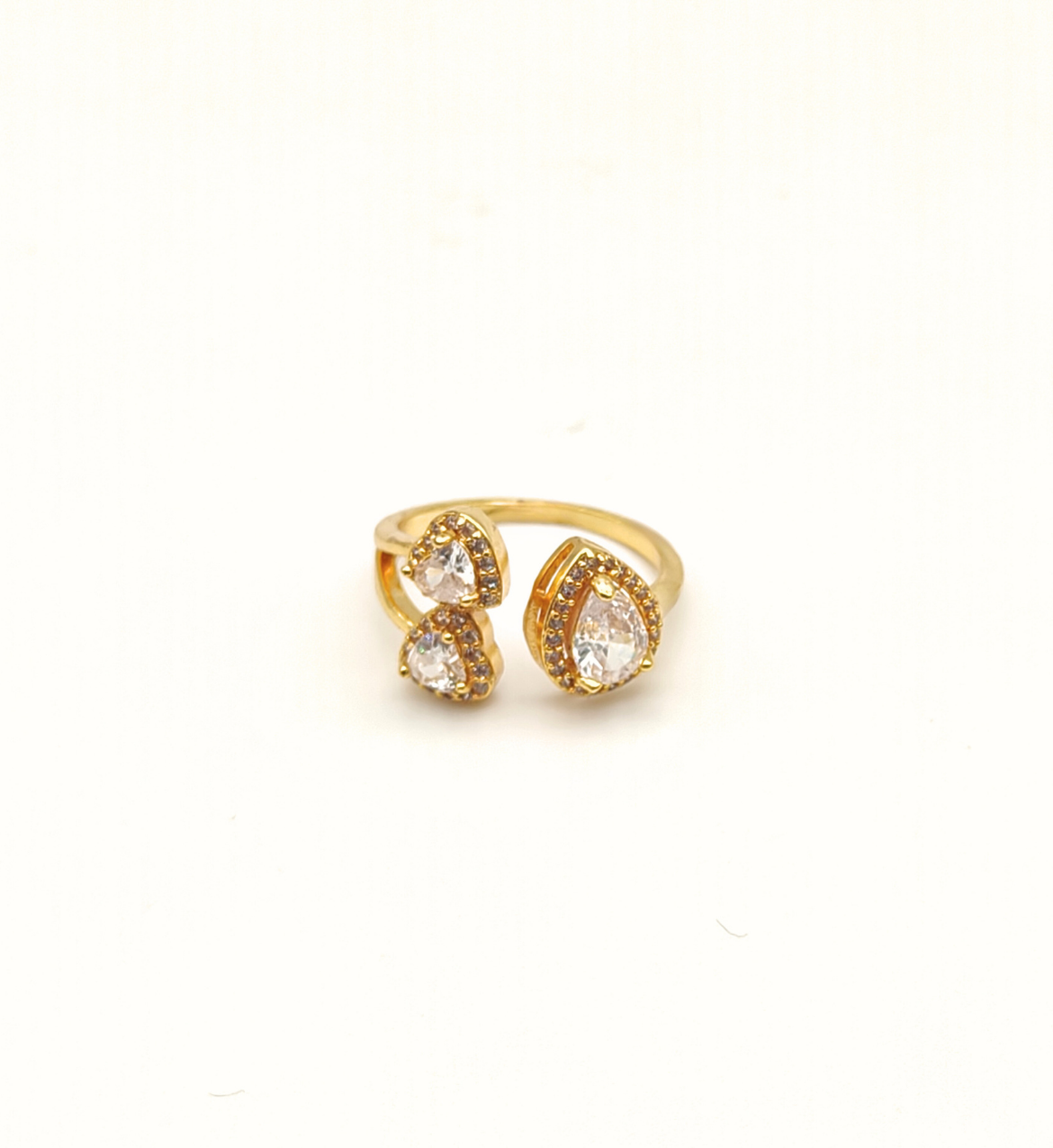Gold Teardrop Double Stone Ring