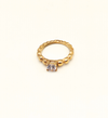 Gold Beaded Stone Ring