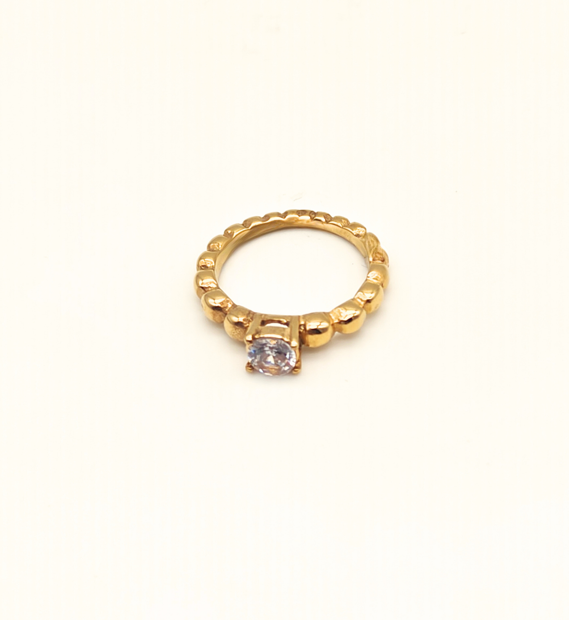 Gold Beaded Stone Ring