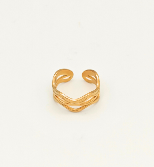 Gold Wave Band Ring