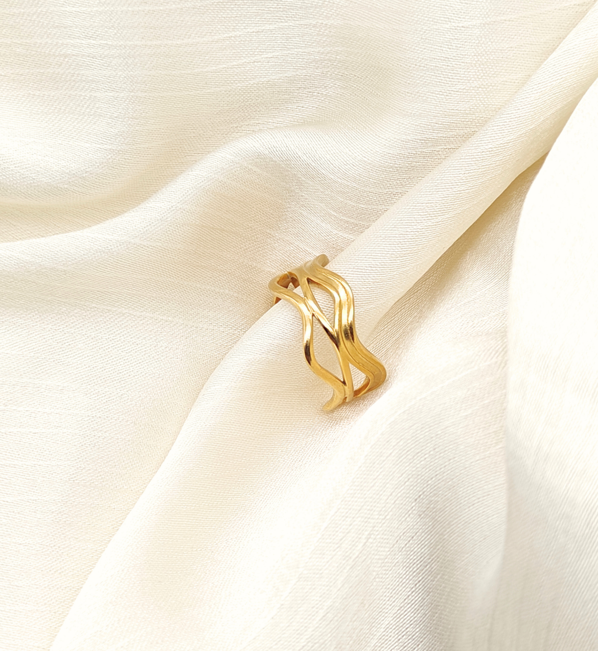 Gold Wave Band Ring