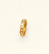 Gold Scalloped Band Ring with Gemstone