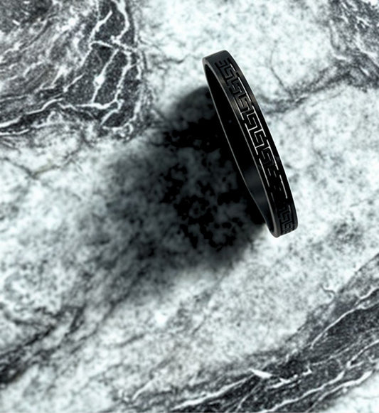 Greek Key Pattern Black Bracelet