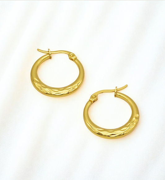Textured Leaf Hoop Earrings