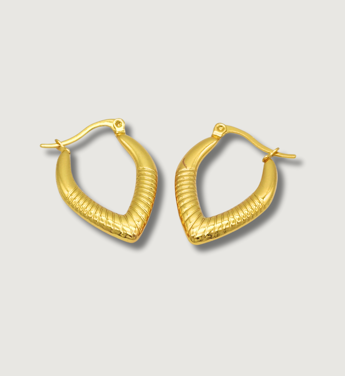 Textured V-Shaped Hoop Earrings