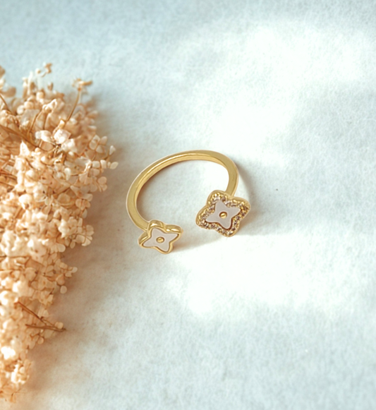 Gold Flower Design Open Ring
