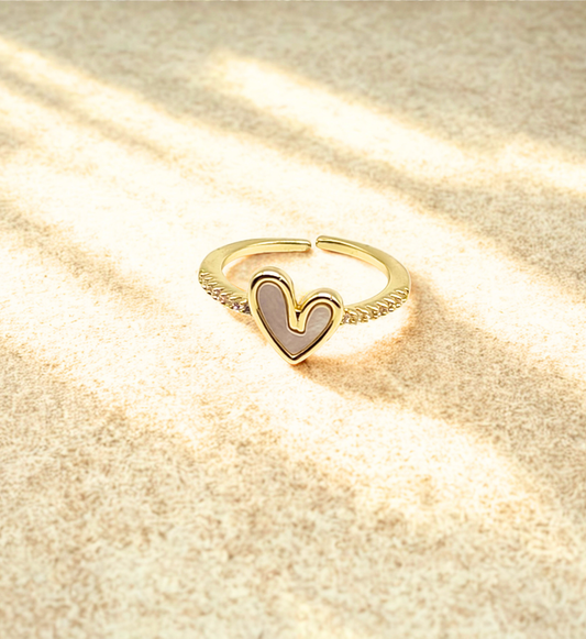 Gold Heart Shaped Open Ring