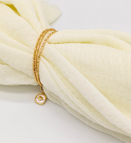 Triple-Wrap Heart Pendant Bracelet