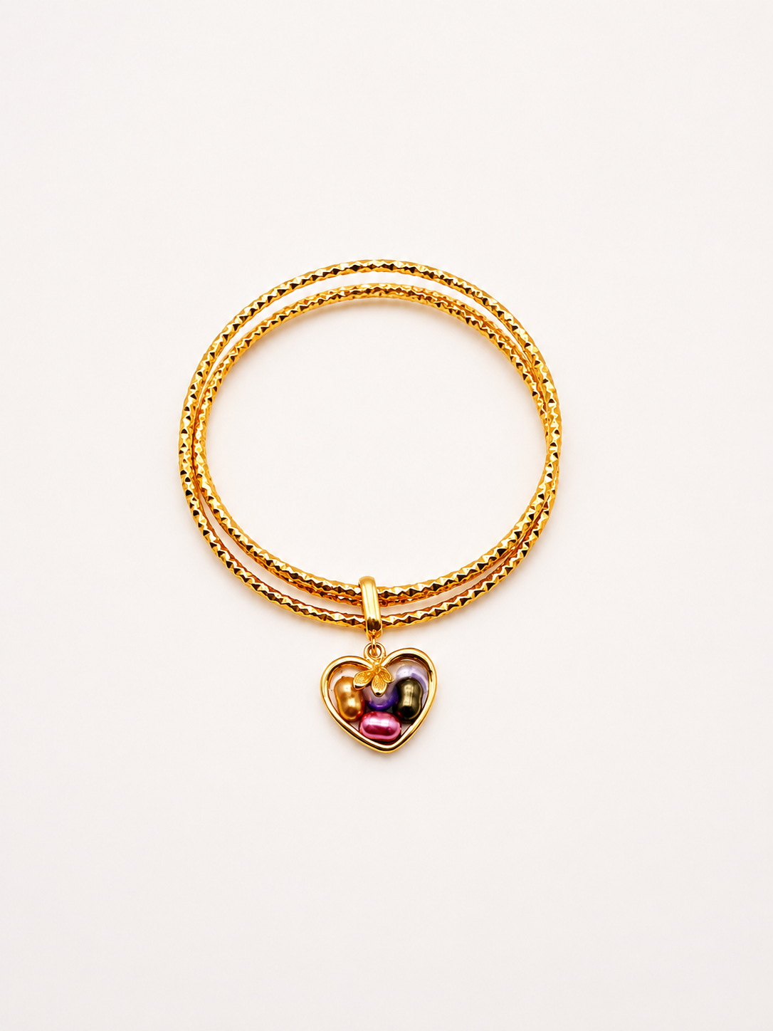 Aurora Heart Charm Bangles