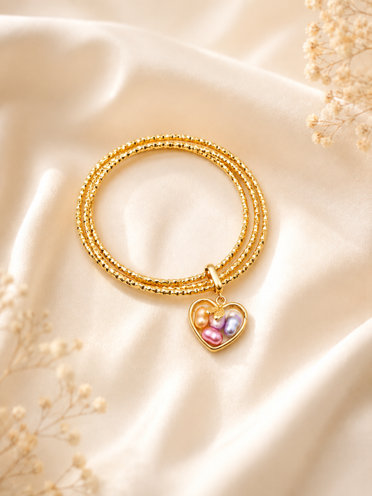 Aurora Heart Charm Bangles