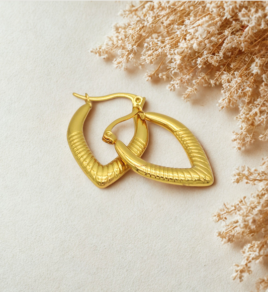 Textured V-Shaped Hoop Earrings