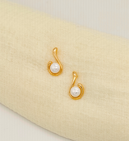 Pearl Accent Swirl Earrings