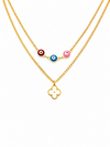 Layered Evil Eye & Clover Necklace