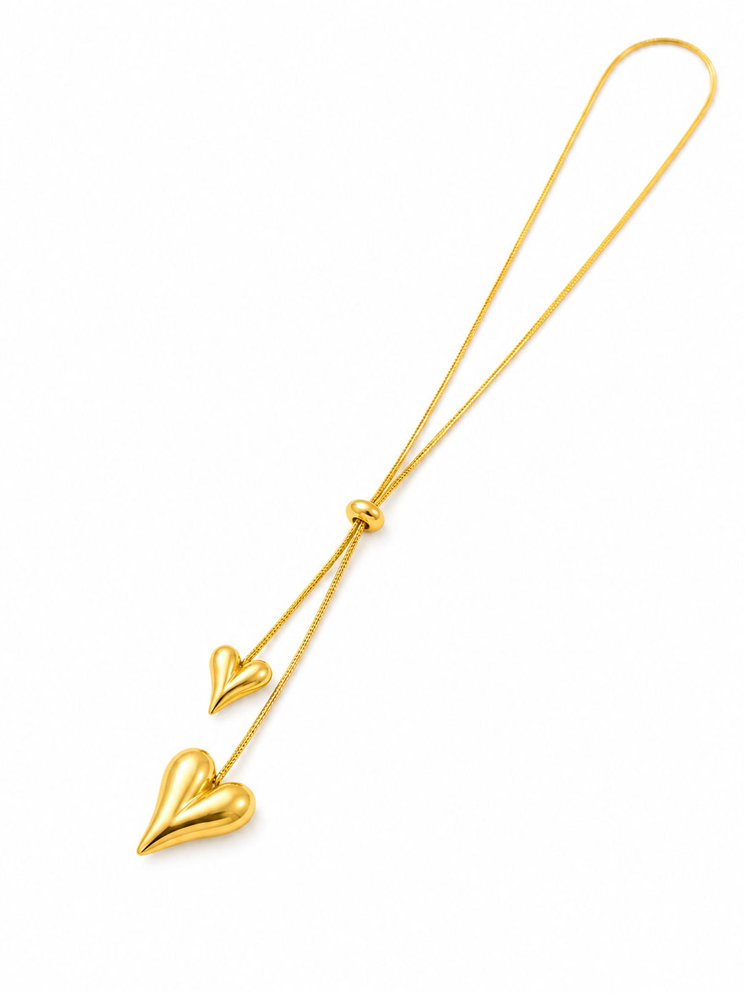Golden Heart Lariat Necklace