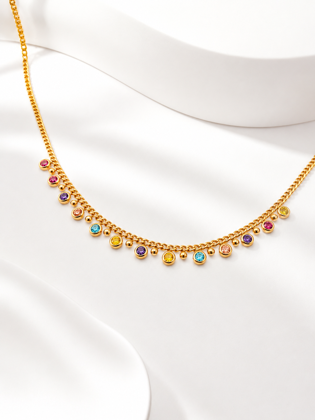 Multicolor Crystal Charm Necklace