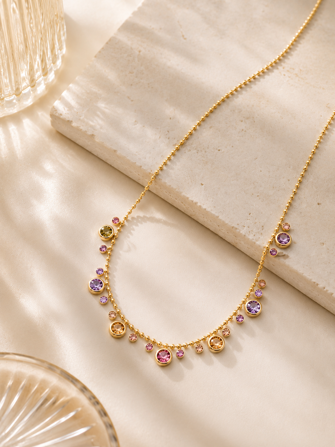Multicolor Crystal Drop Necklace