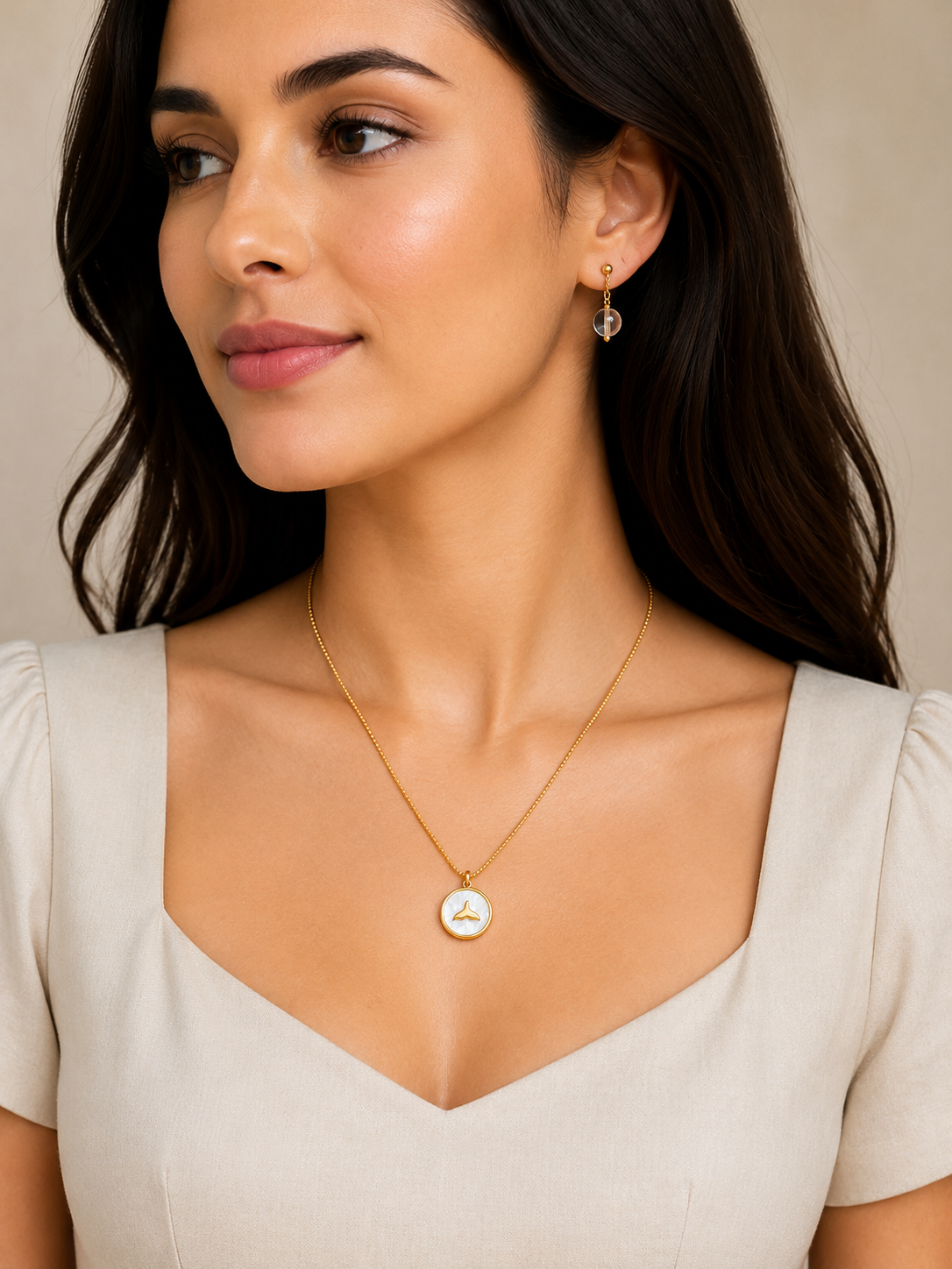 Mother of Pearl Whale Charm Pendant