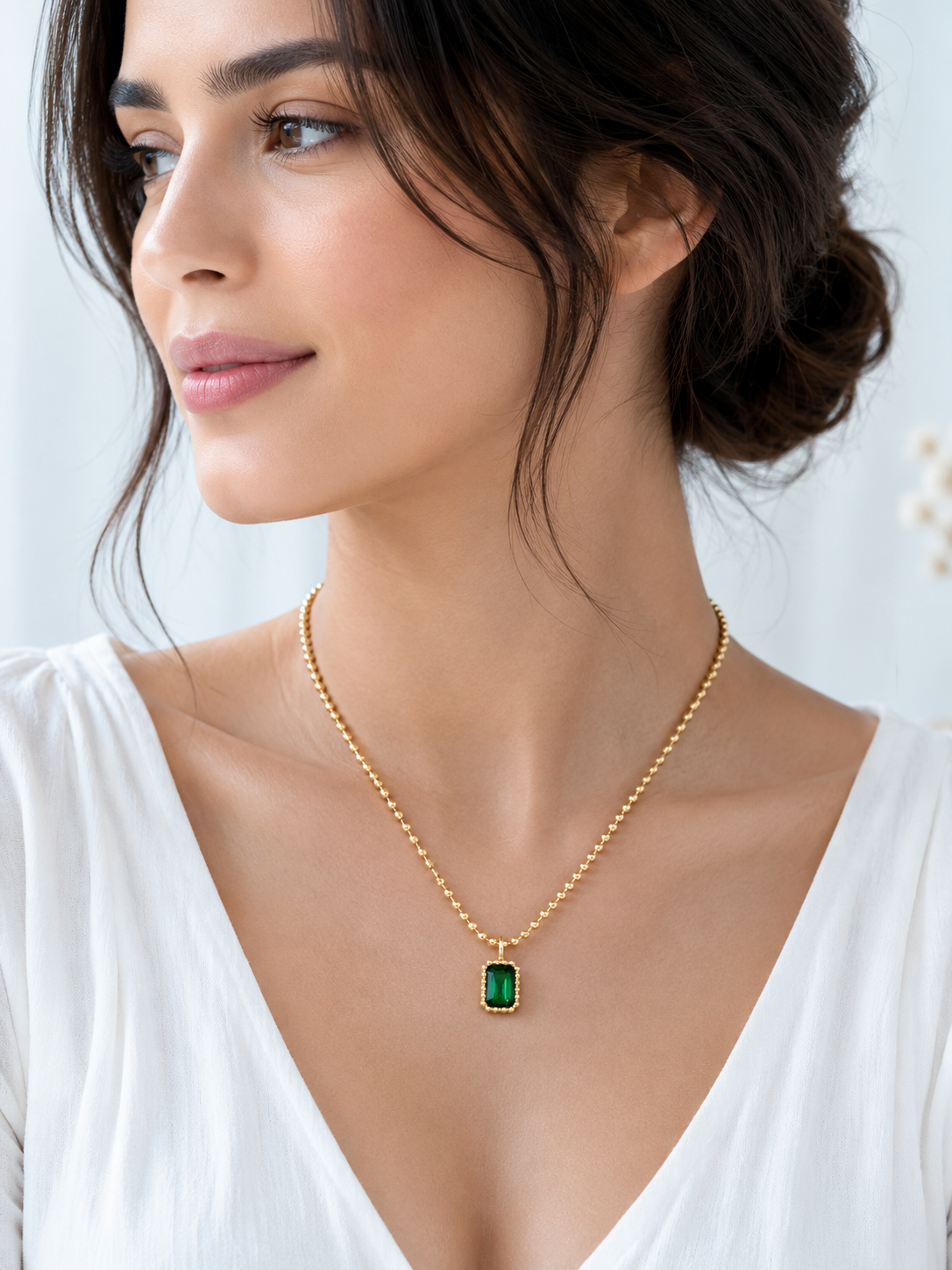Emerald Cut Green Pendant