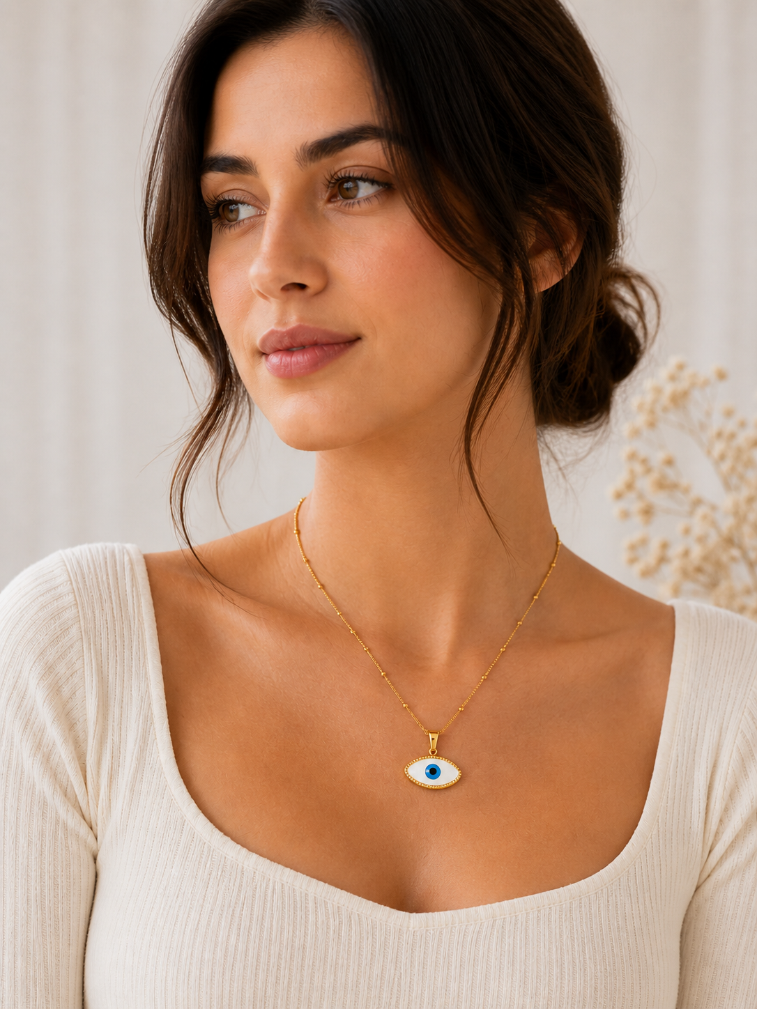 Evil Eye White Pendant