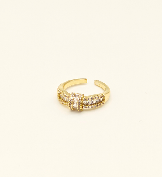 Gold Textured Band with Crystals
