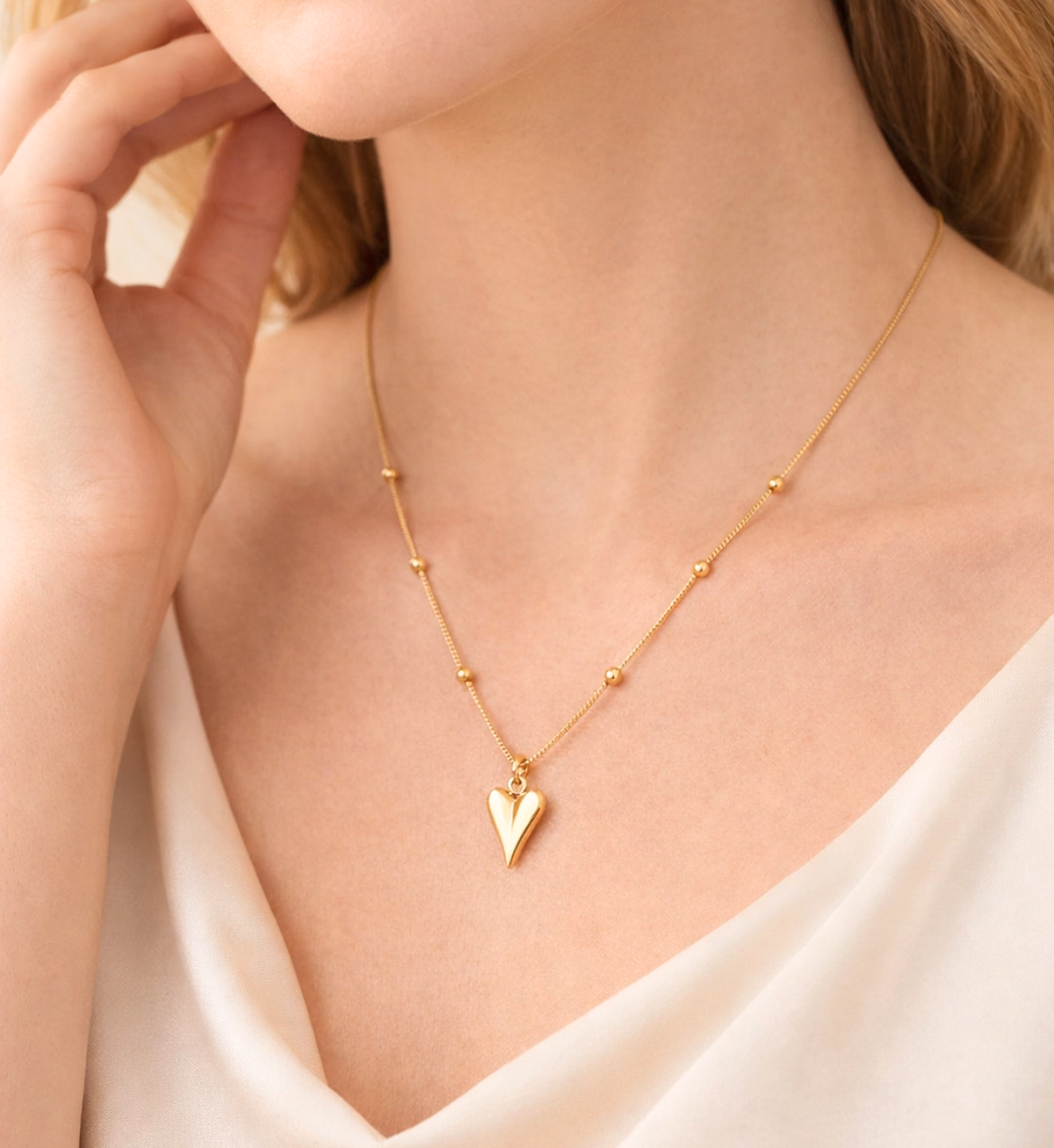 Long Heart Gold Pendant