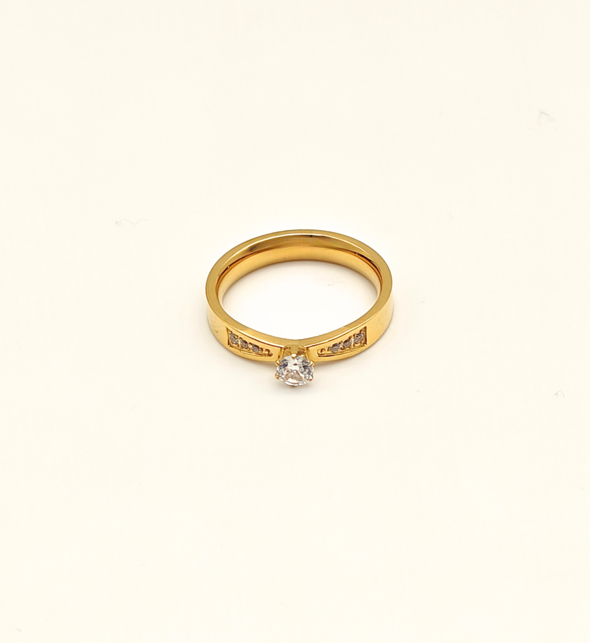 Gold Solitaire Stone Ring