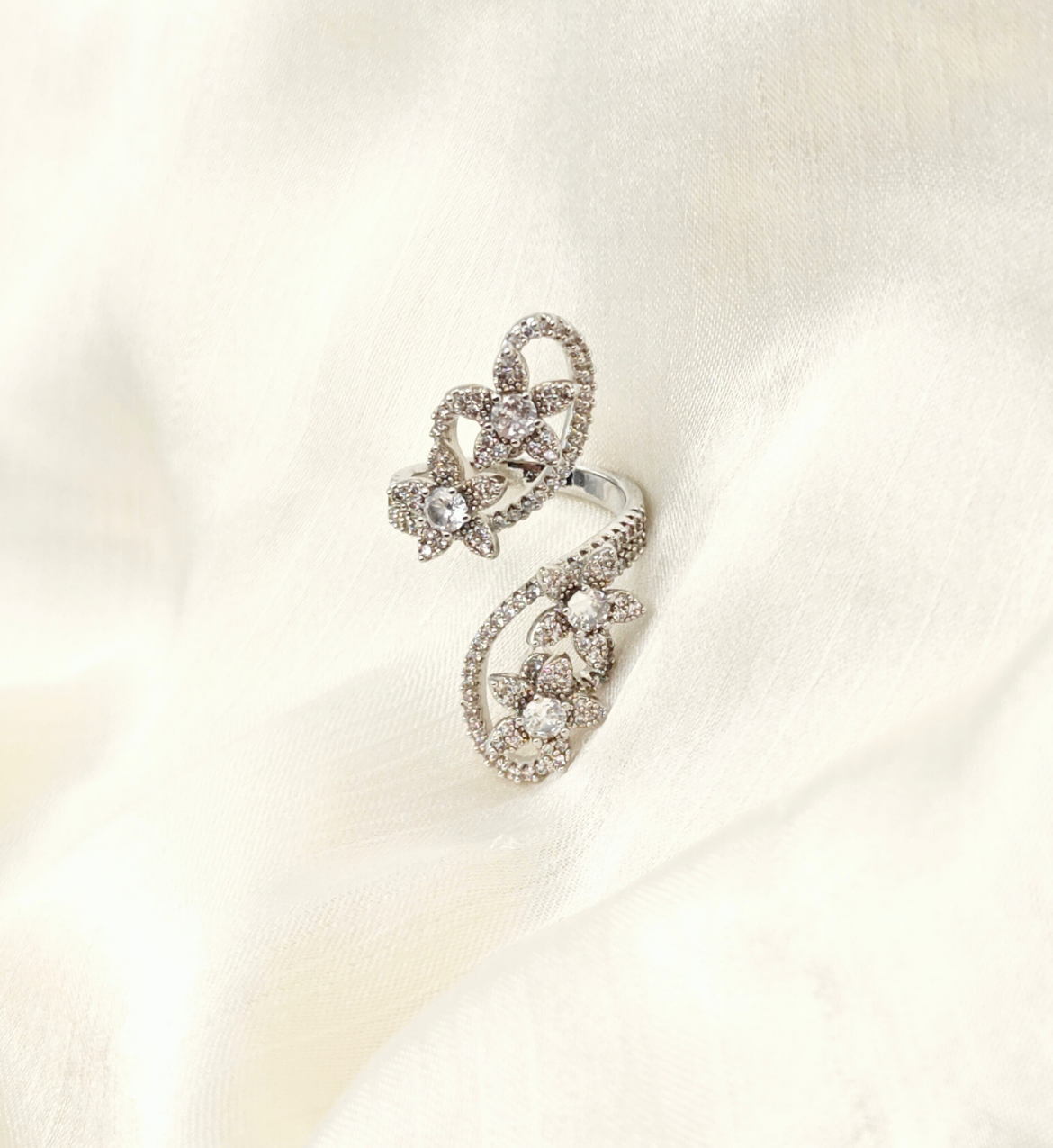 Silver Butterfly Motif Ring