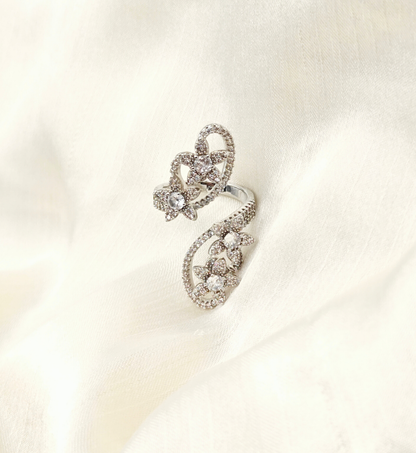 Silver Butterfly Motif Ring