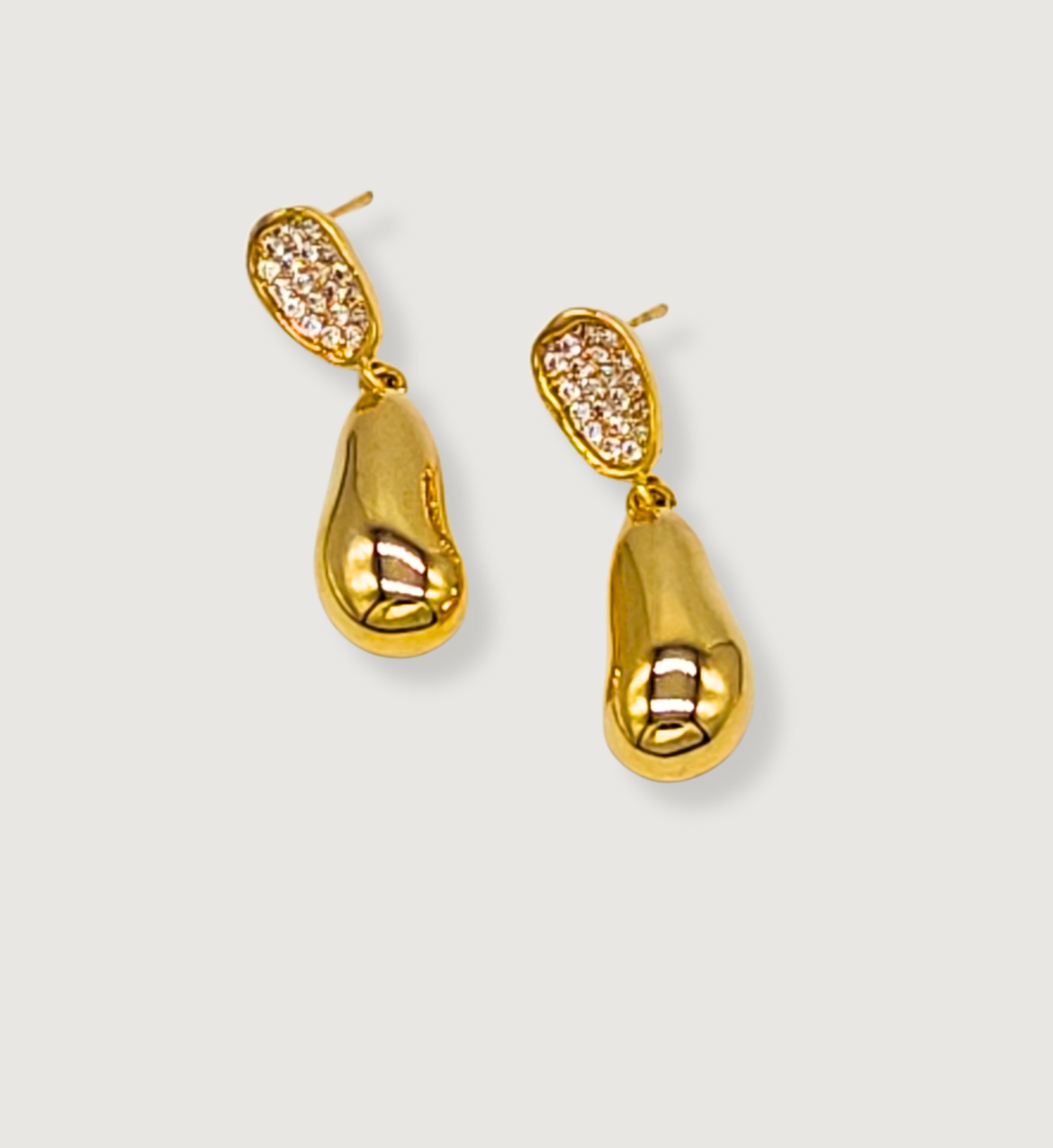 Golden Teardrop with Crystals
