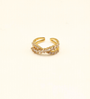 Gold Leaf and Stone Cuff Ring