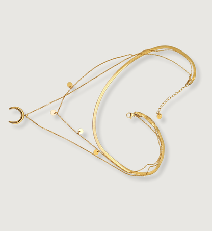 Moon and Disc Layered Necklace
