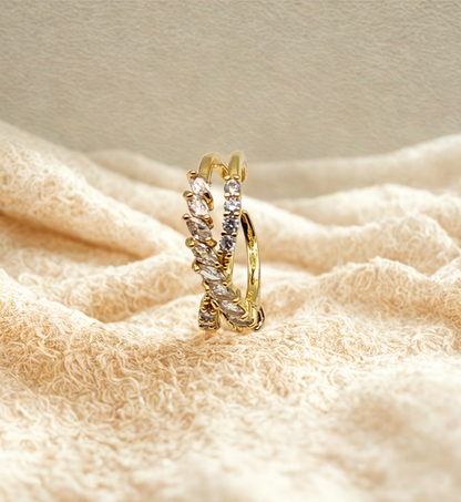 Gold Leaf and Stone Cuff Ring