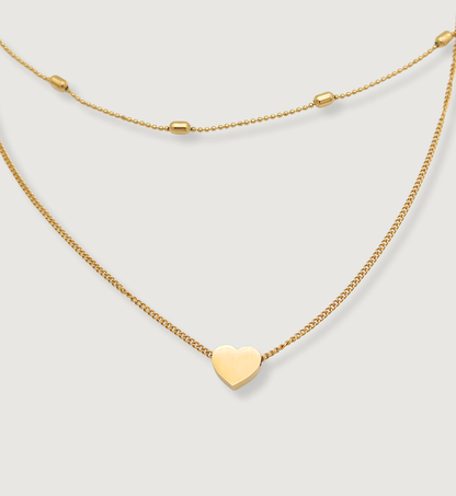 Two-Layered Heart and Bead Necklace