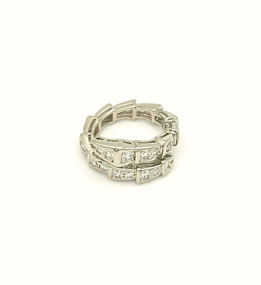 Silver Geometric Crystal Band Ring