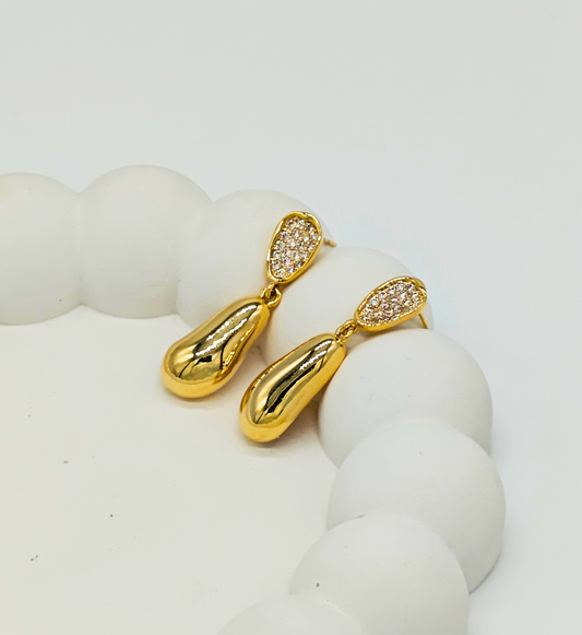 Golden Teardrop with Crystals