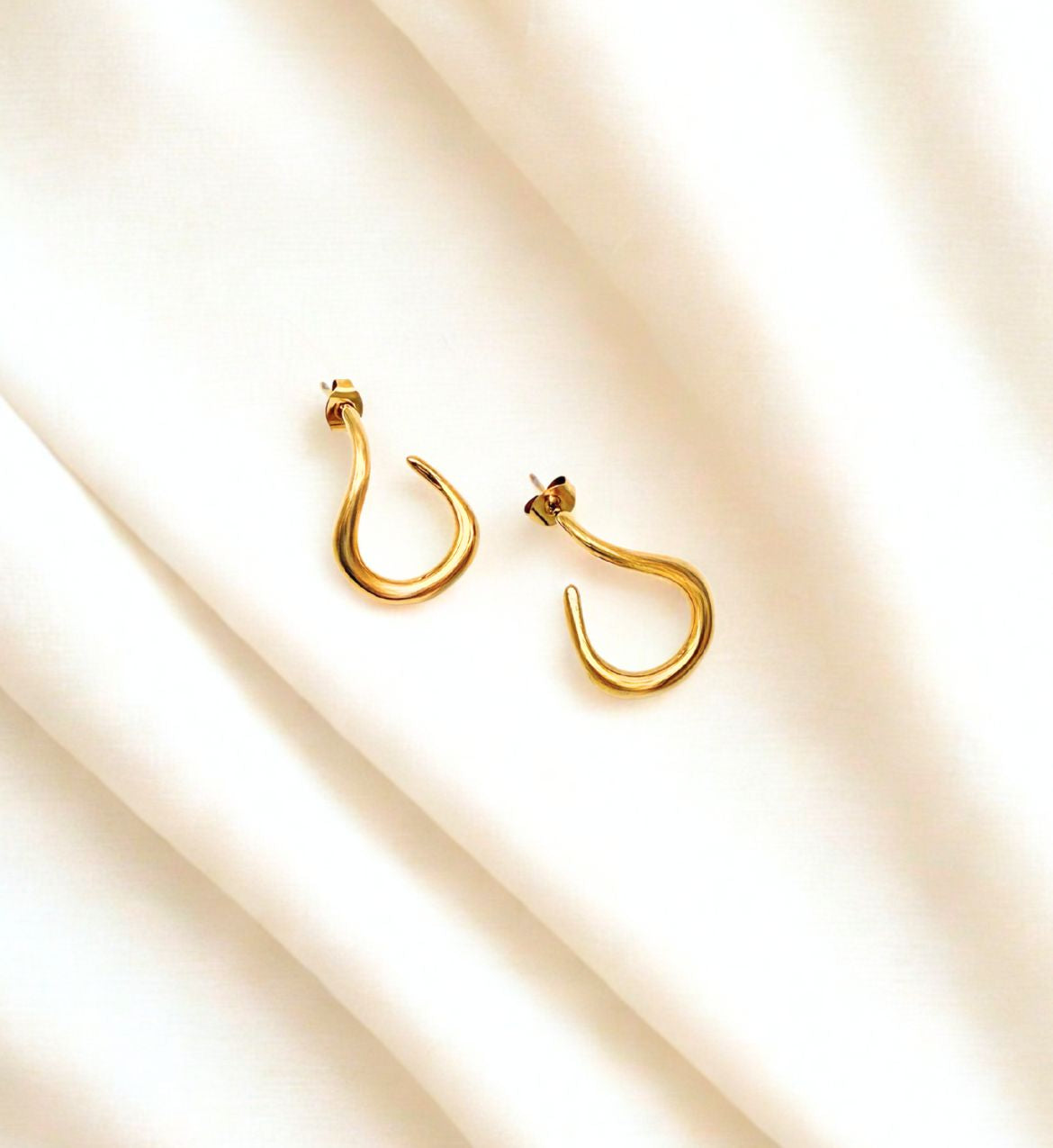 Gold Teardrop Hoop Earrings