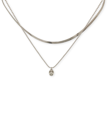 Dual Chain Silver Necklace