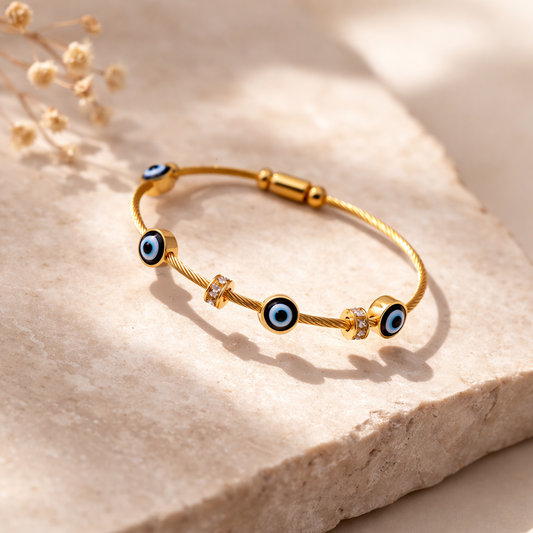 Evil Eye Gold Charm Bracelet