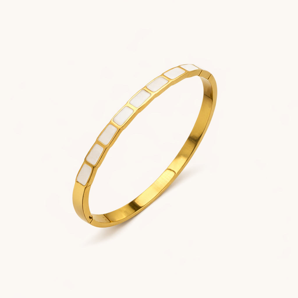 White Enamel Gold Bracelet