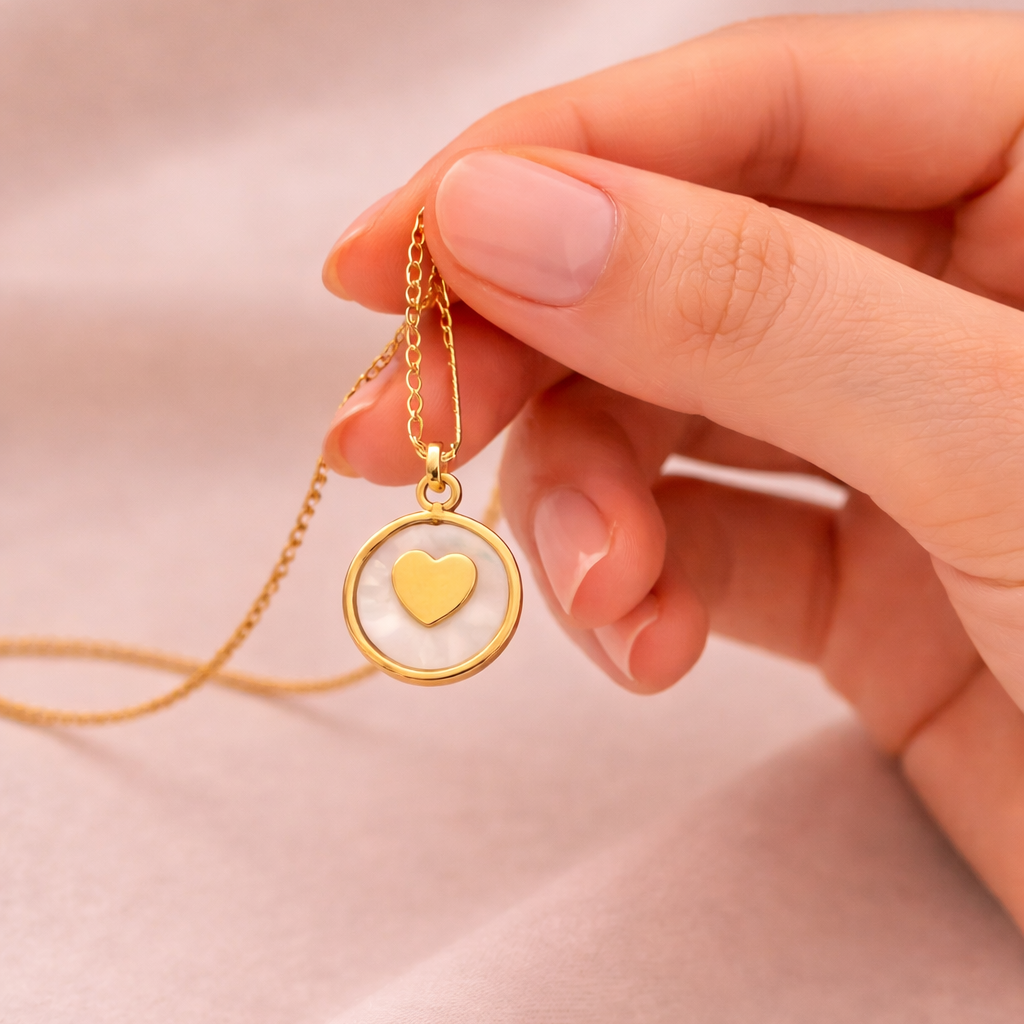 Gold Circle Heart Pendant
