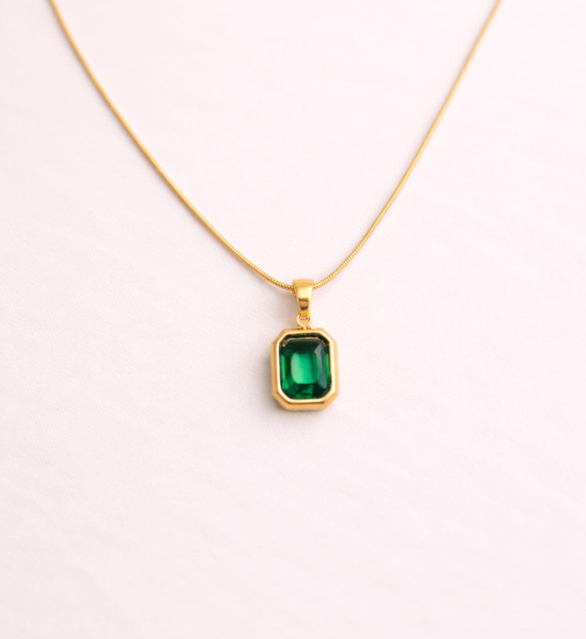 Emerald Cut Green Stone Pendant