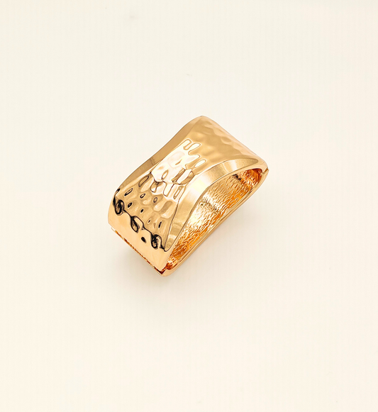 Wide Cut-Out Gold Bangle