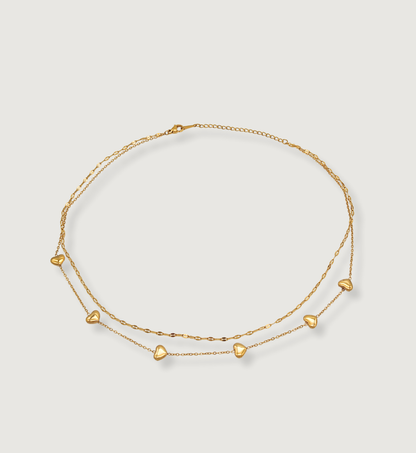 Double Layered Heart Chain Necklace