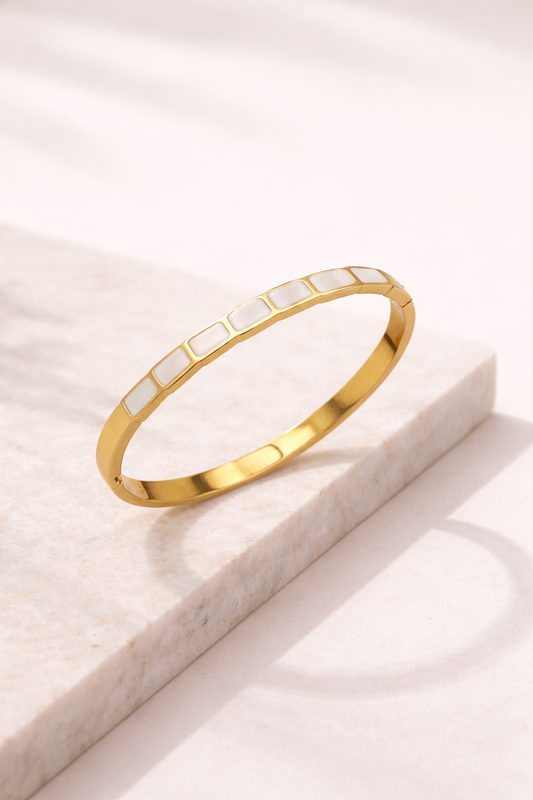 White Enamel Gold Bracelet