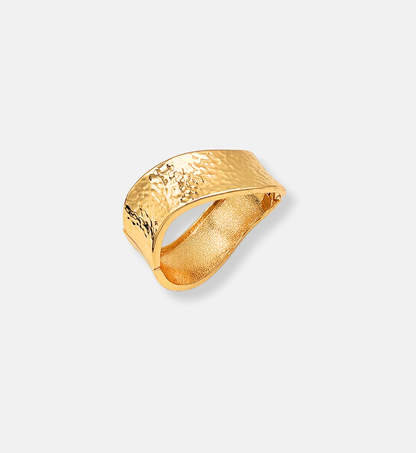 Curved Hammered Gold Bangle