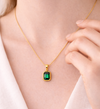 Emerald Cut Green Stone Pendant