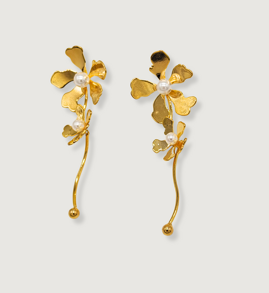 Floral Pearl Danglers
